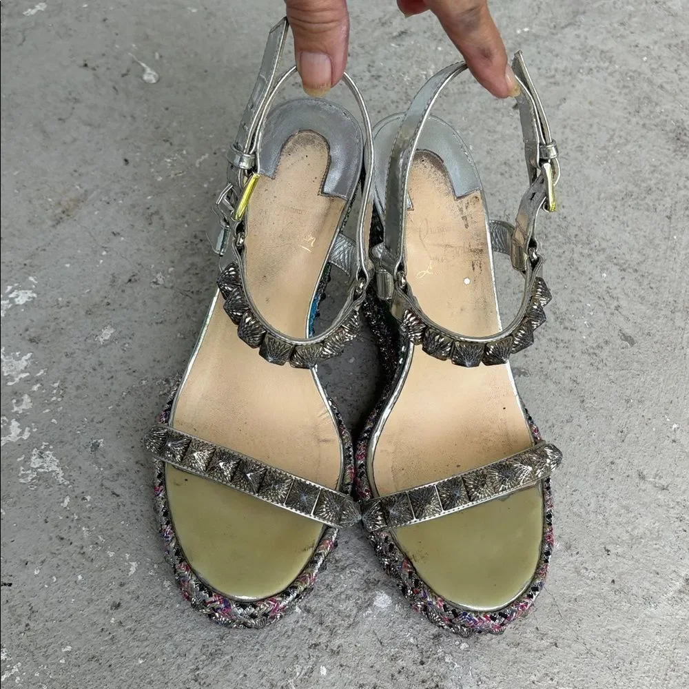 Christian Louboutin Pira Ryad 110 silver sequin platforms